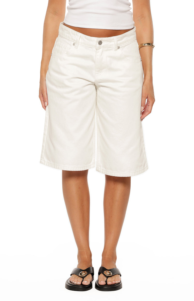 Greta White Denim Shorts — 1