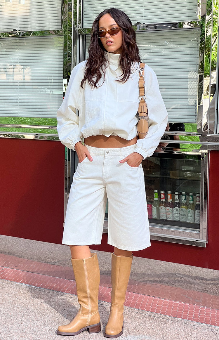 Greta White Denim Shorts — 3