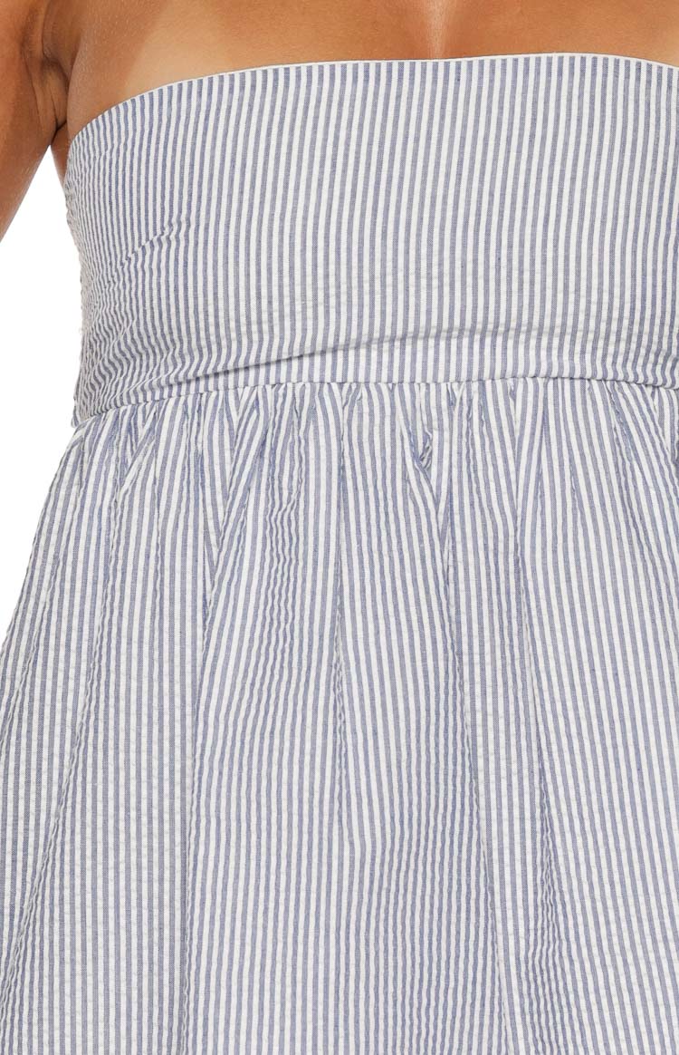 Berrie Blue Stripe Strapless Mini Dress — 6