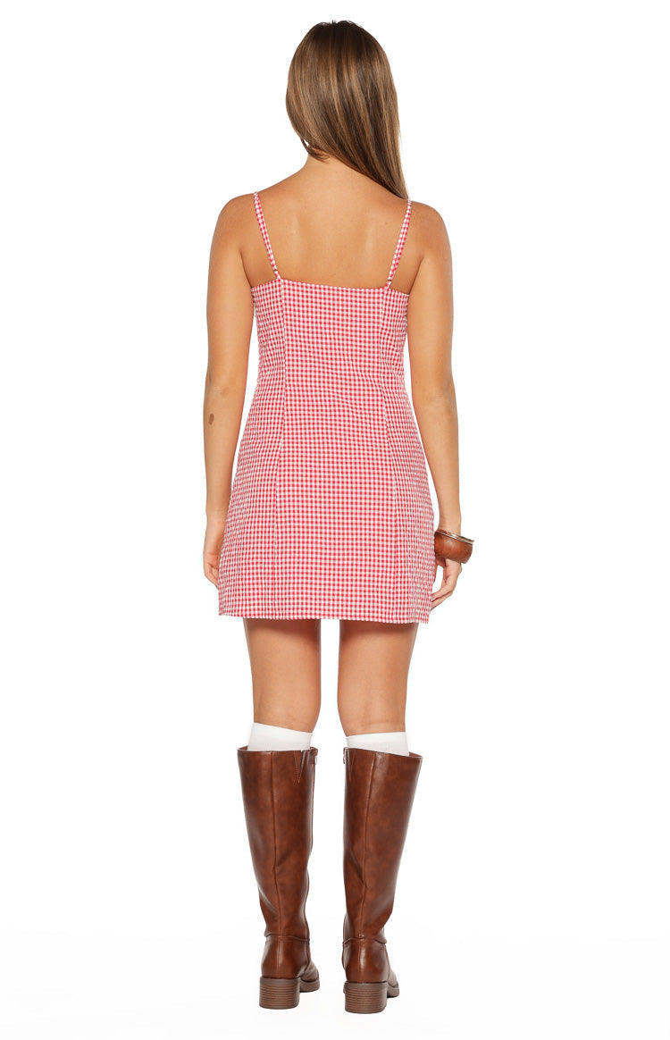 Please Red Gingham Mini Dress — 7
