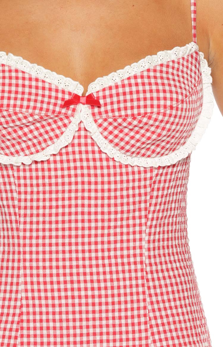 Please Red Gingham Mini Dress — 8