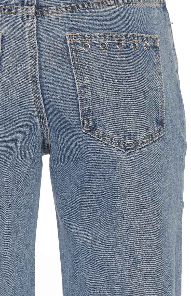 Fran Eyelet Mid Wash Pocket Jeans — 2