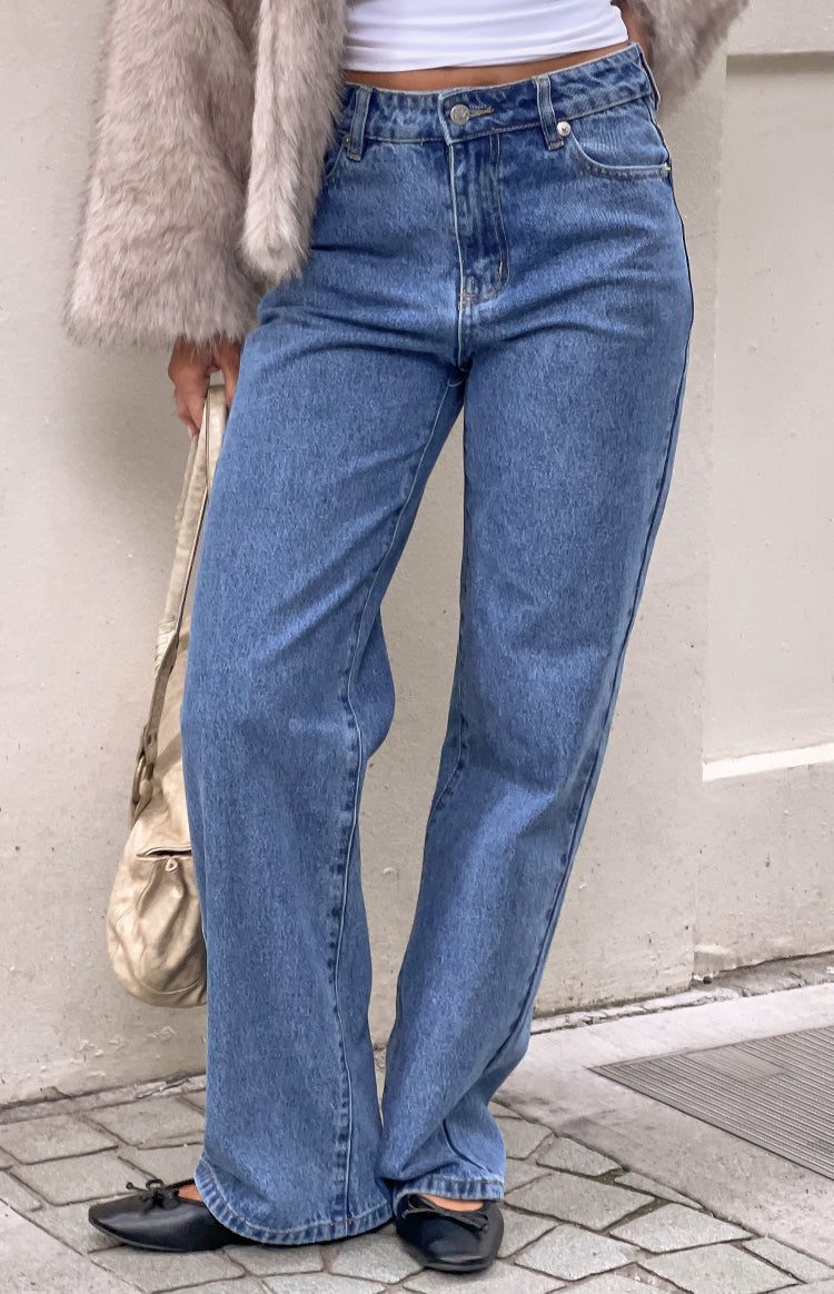 Fran Eyelet Mid Wash Pocket Jeans — 1
