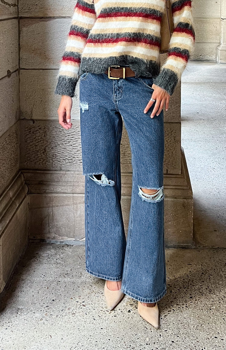Roxie Mid Wash Ripped Jeans — 14
