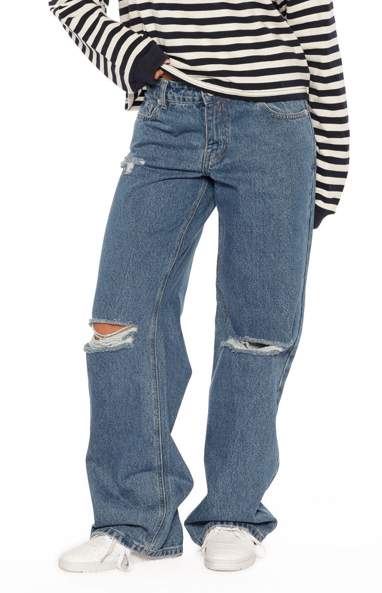 Roxie Mid Wash Ripped Jeans — 8