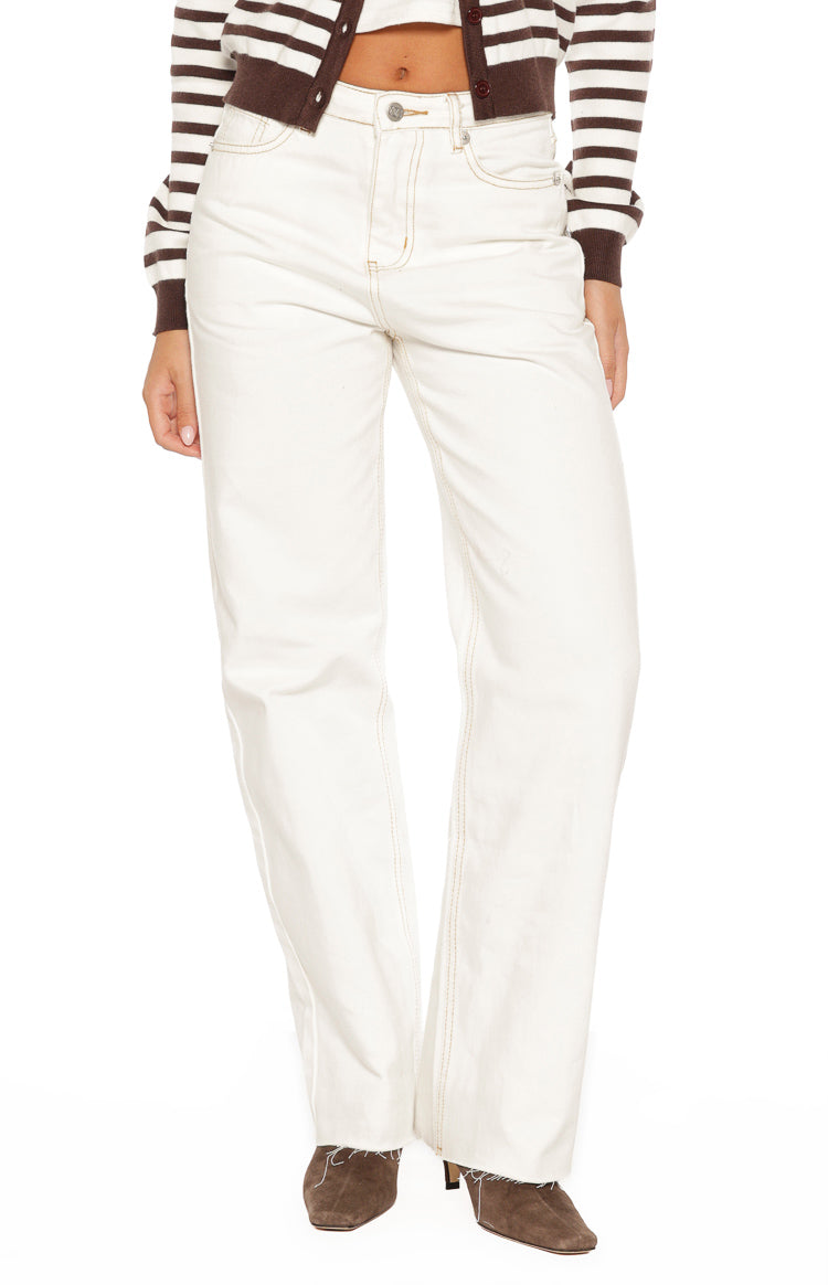 Felix Scallop Edge White Denim Jeans — 1