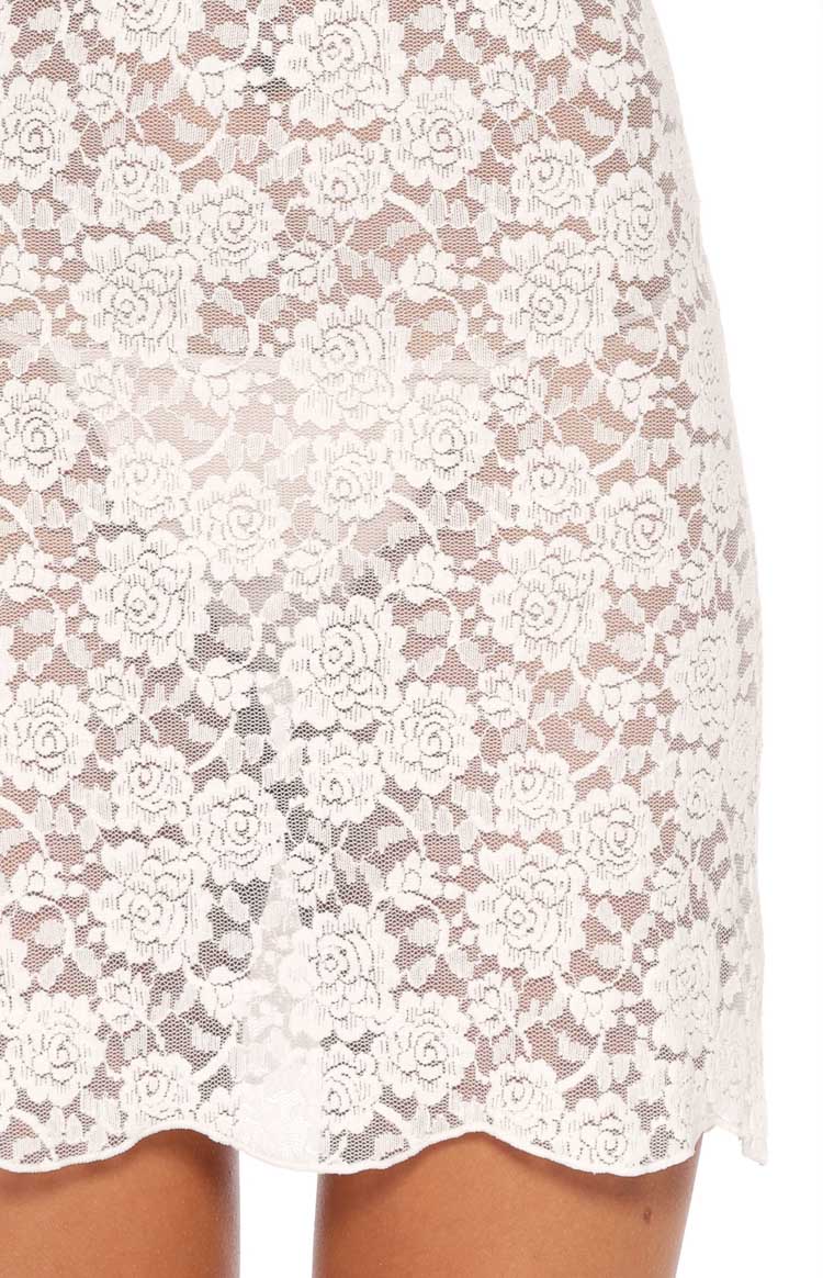 Serina White Lace Mini Dress — 5