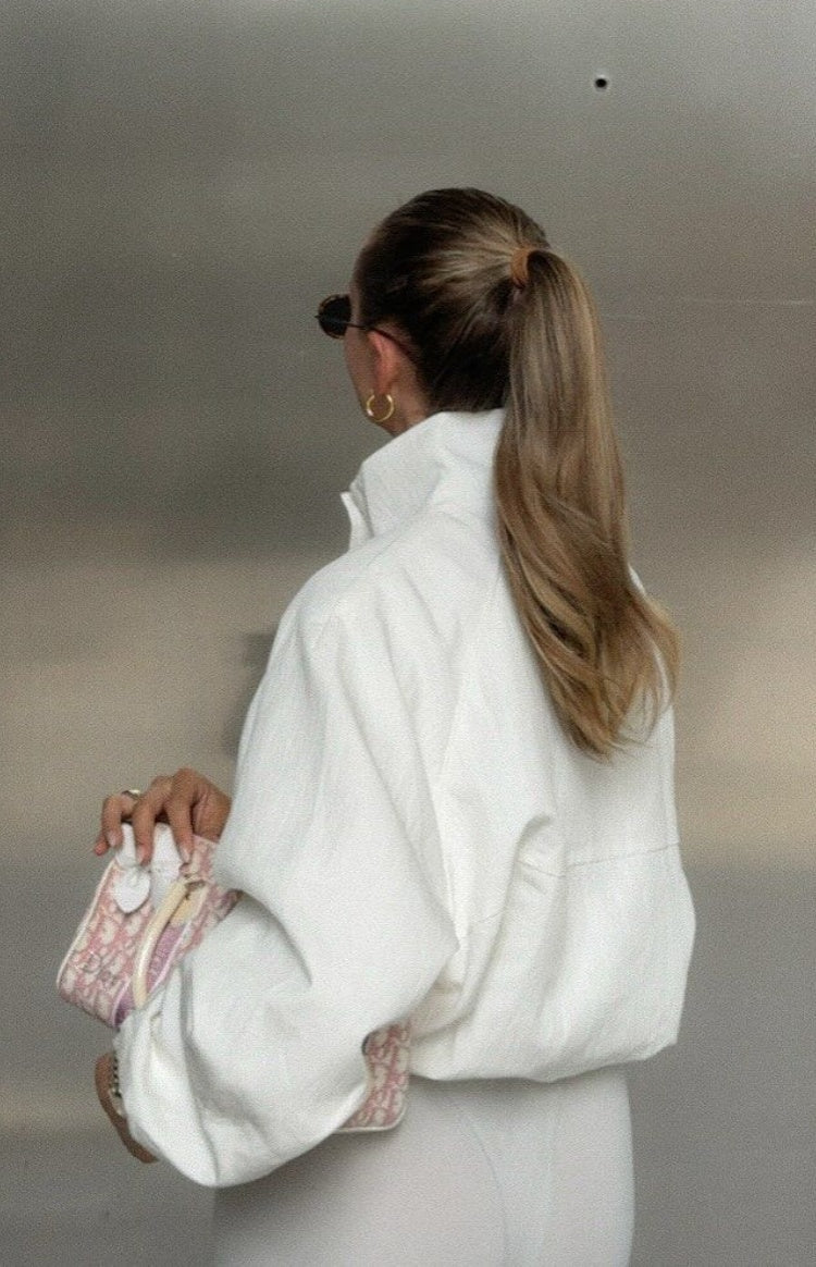 Enya Cream Funnel Neck Sports Jacket — 2