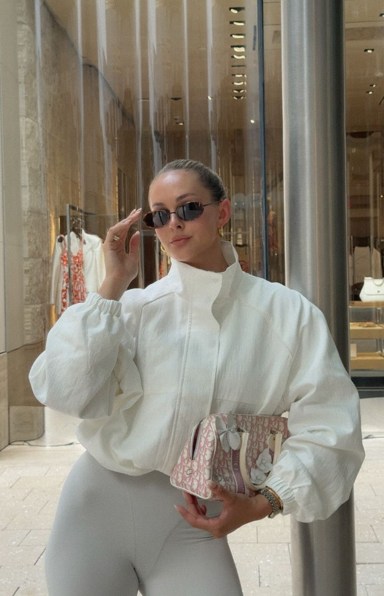 Enya Cream Funnel Neck Sports Jacket — 1
