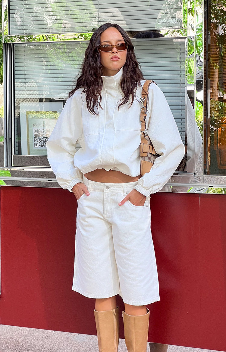 Enya Cream Funnel Neck Sports Jacket — 10