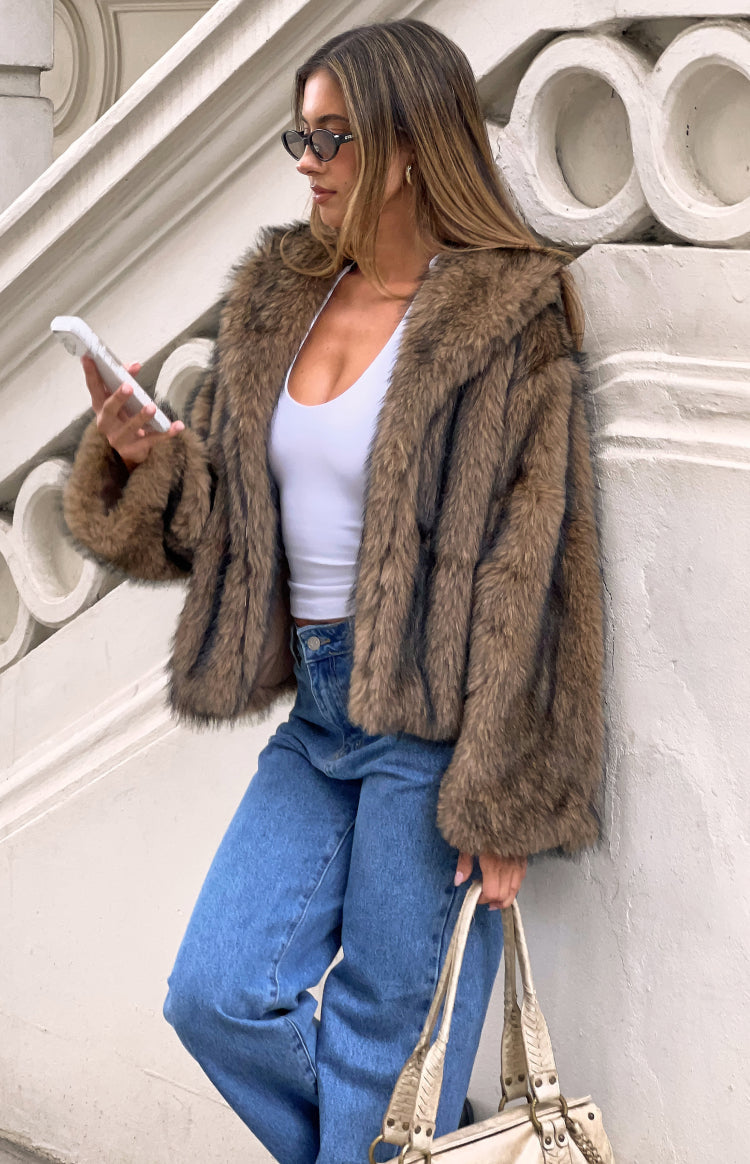 It Girl Chocolate Faux Fur Jacket — 1