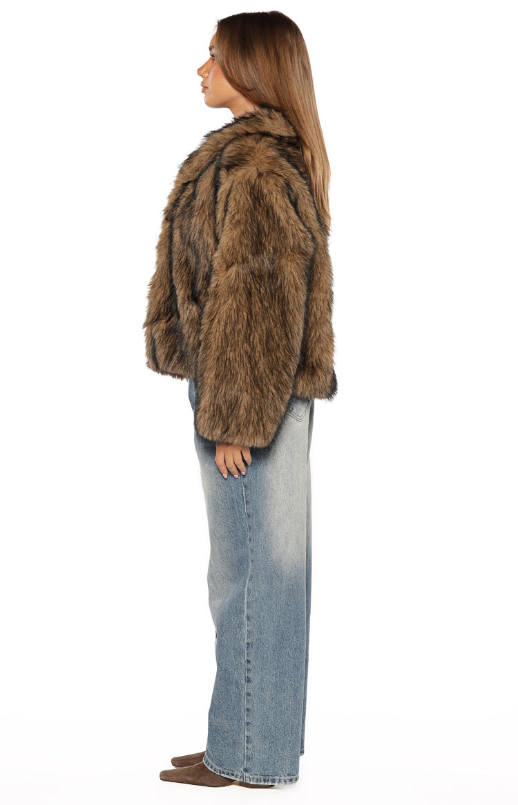It Girl Chocolate Faux Fur Jacket — 9