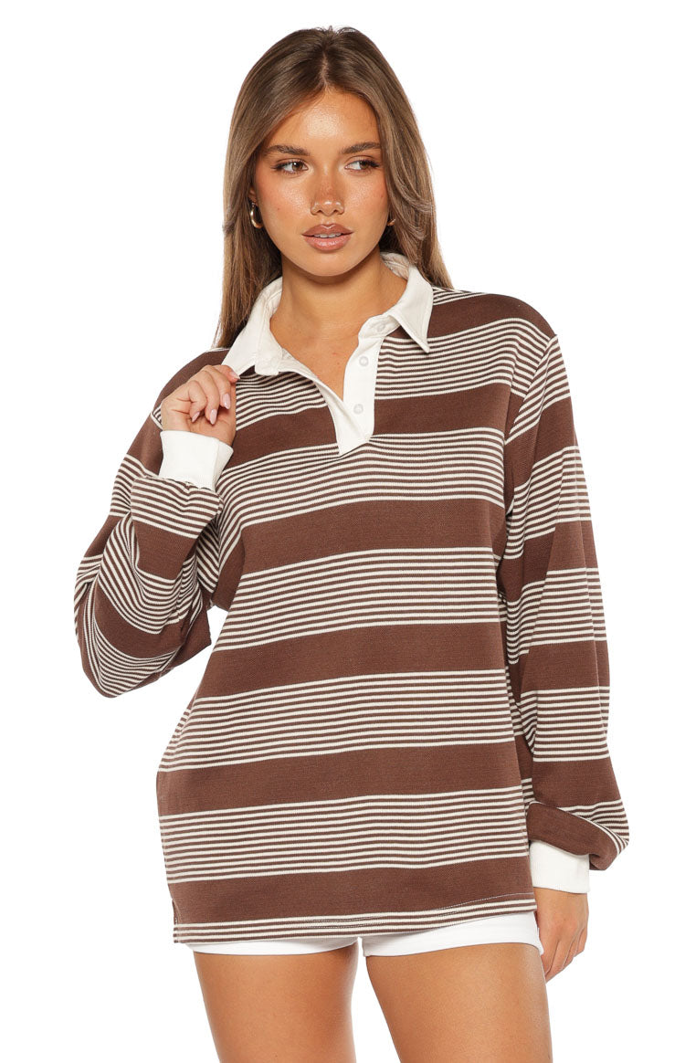 Mirabelle Brown Stripe Polo — 3