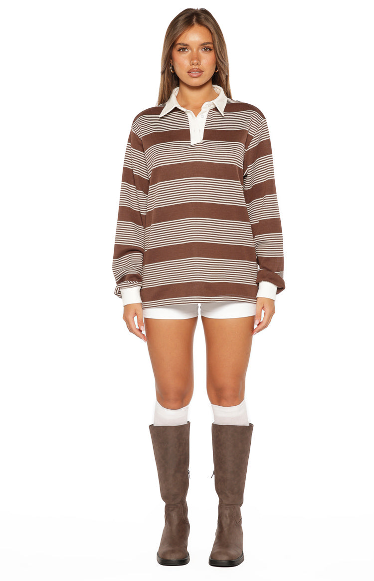 Mirabelle Brown Stripe Polo — 5