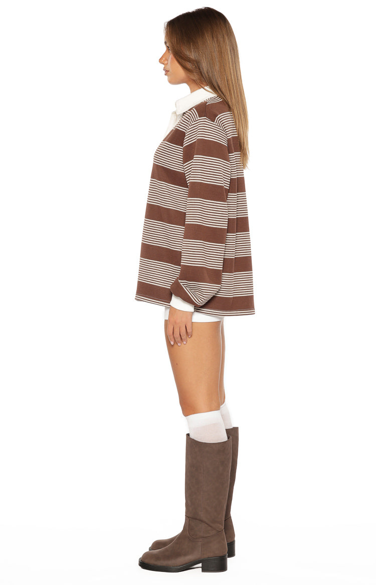 Mirabelle Brown Stripe Polo — 6