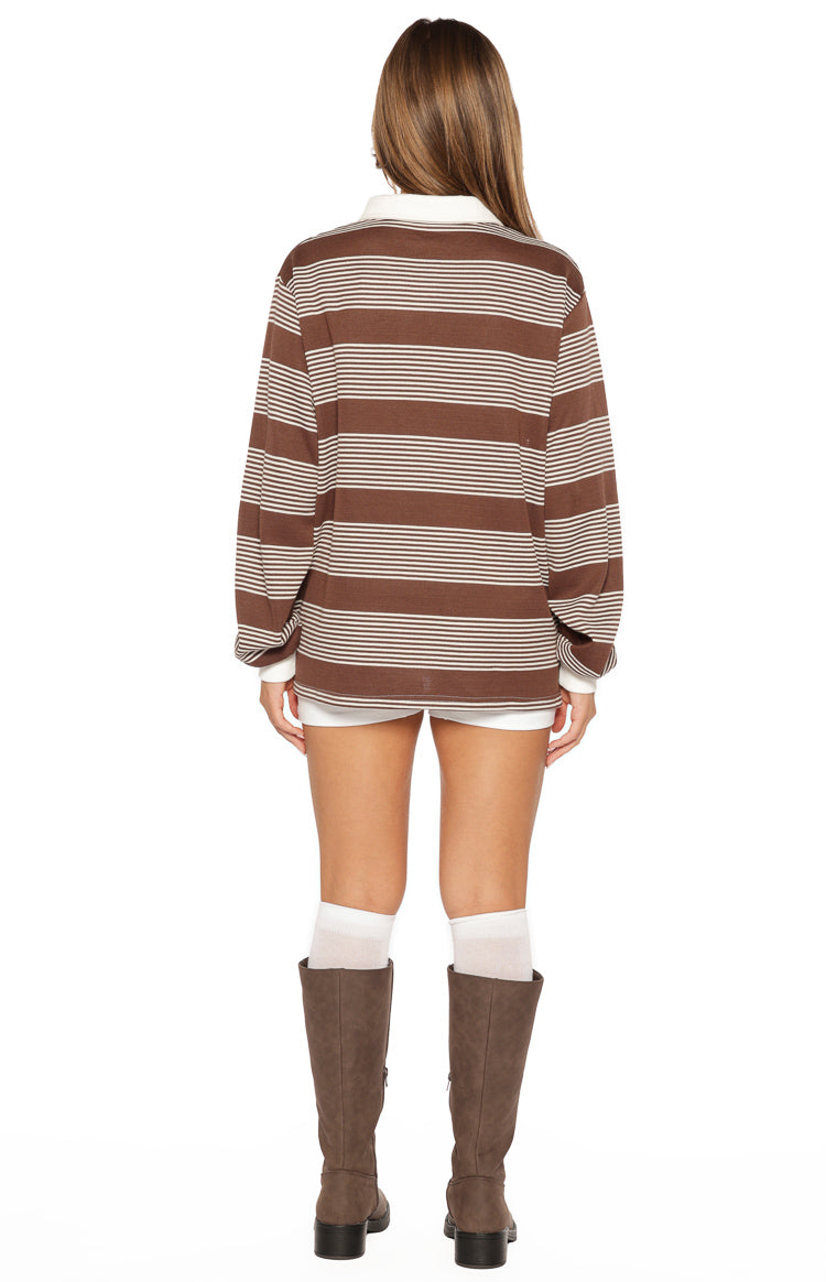 Mirabelle Brown Stripe Polo — 7