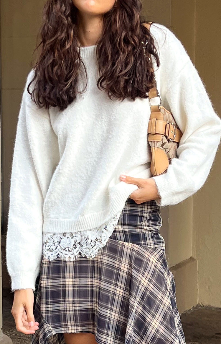 Lolly Cream Lace Trim Knit — 1