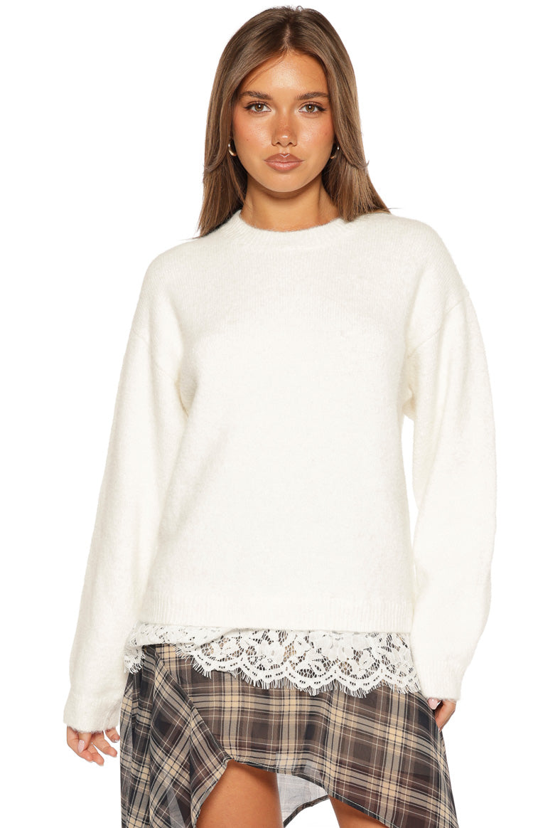 Lolly Cream Lace Trim Knit — 7