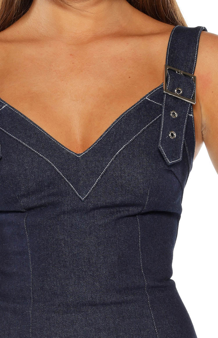 Ines Denim Buckle Detail Mini Dress — 8