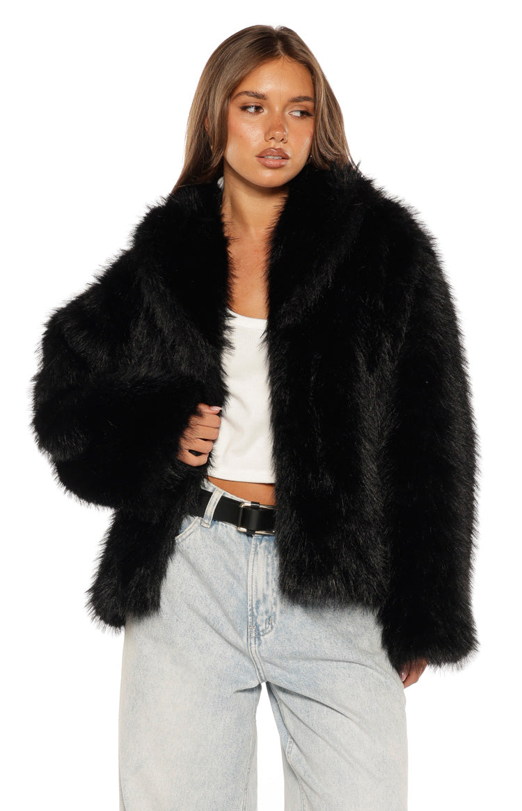 It Girl Black Faux Fur Jacket — 2