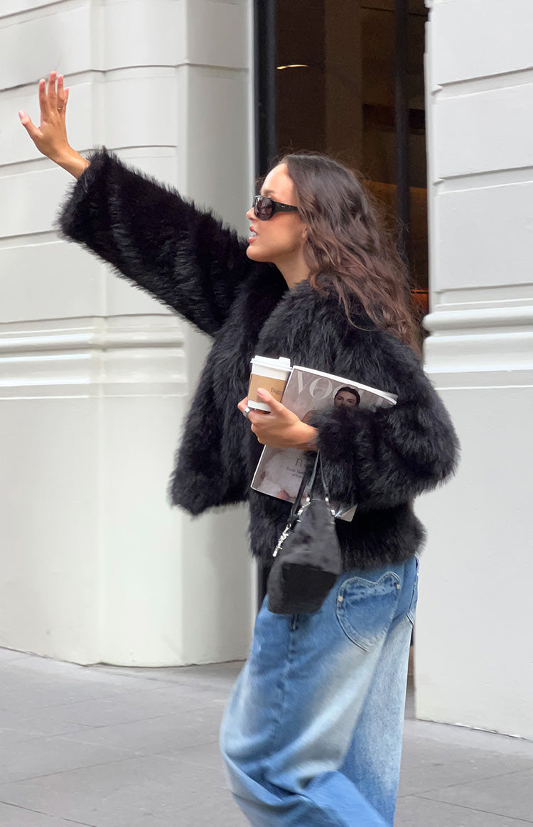 It Girl Black Faux Fur Jacket — 3