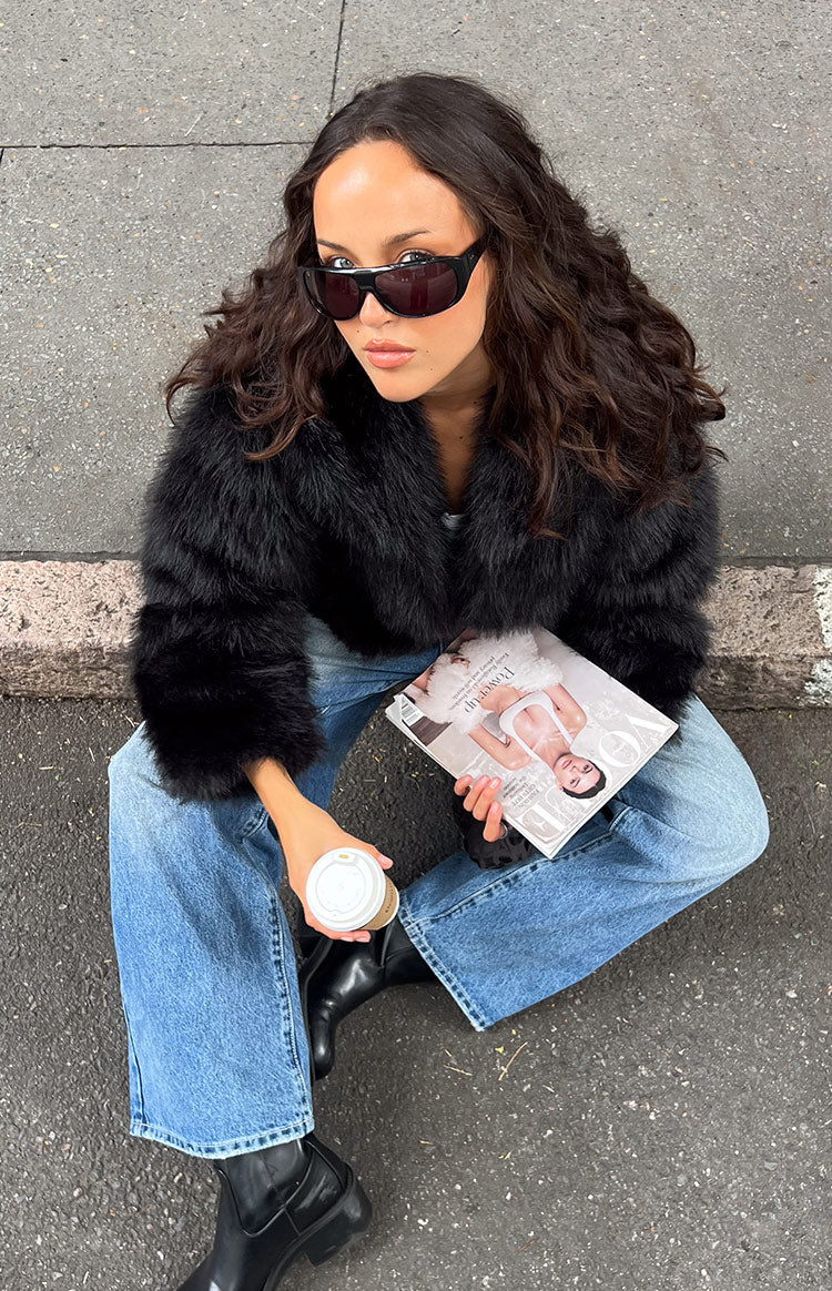 It Girl Black Faux Fur Jacket — 4