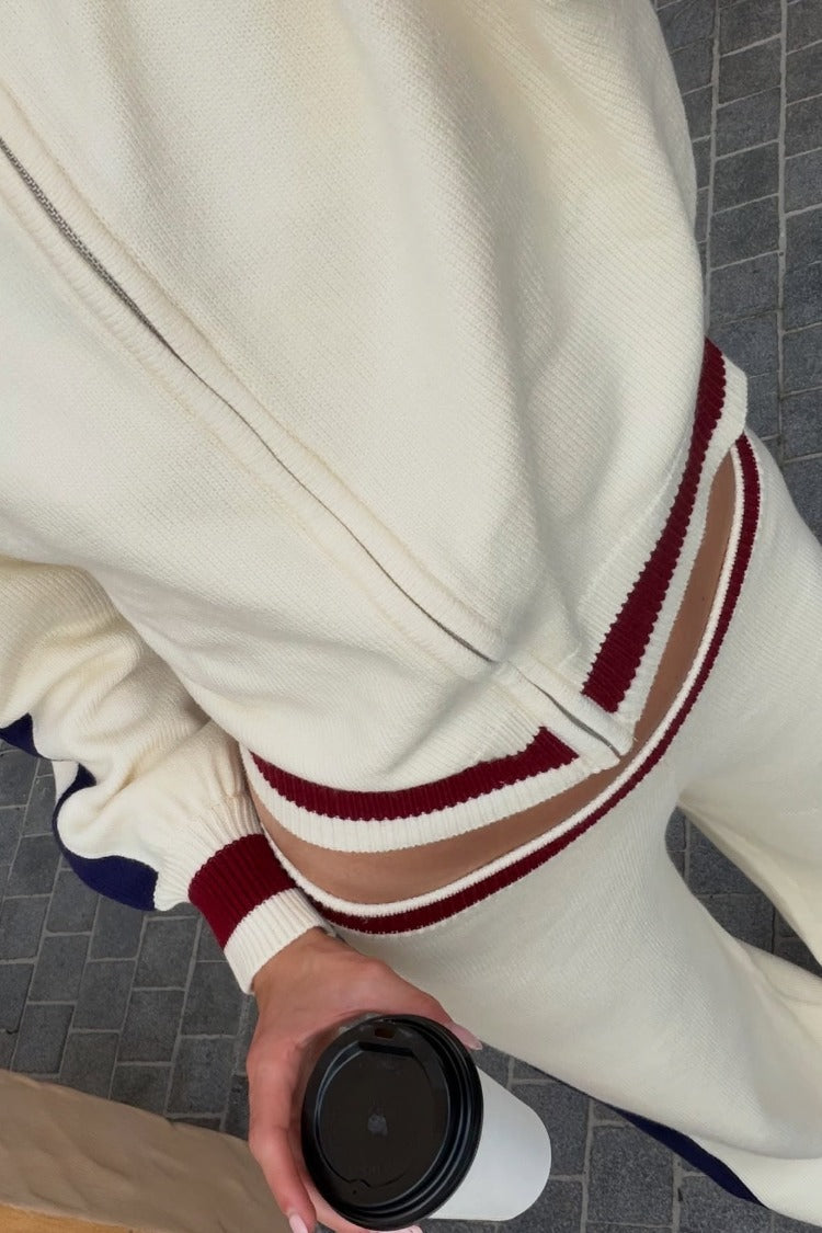 Liberty Cream Knit Jacquard Zip Sweater — 16