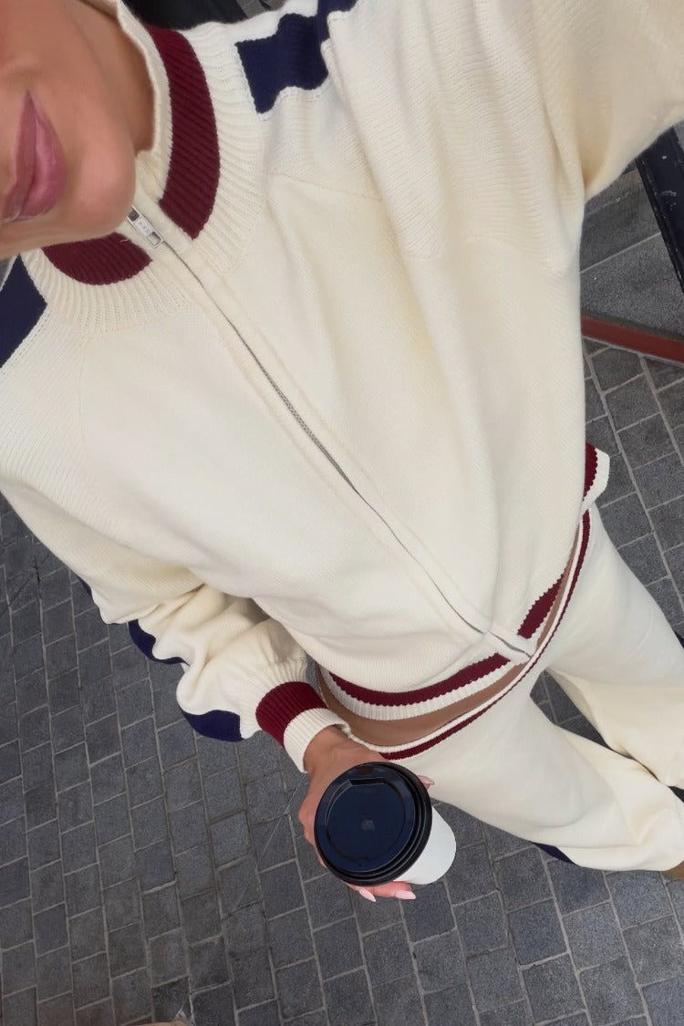 Liberty Cream Knit Jacquard Zip Sweater — 17
