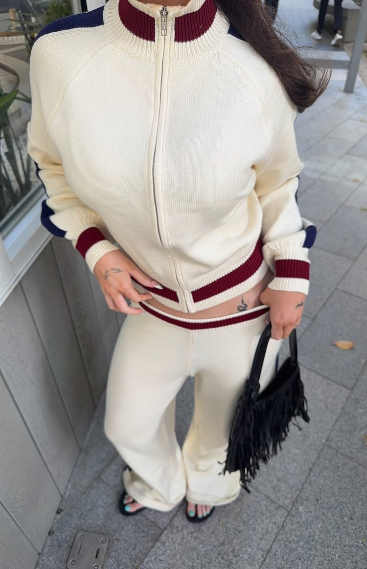 Liberty Cream Knit Jacquard Zip Sweater — 21