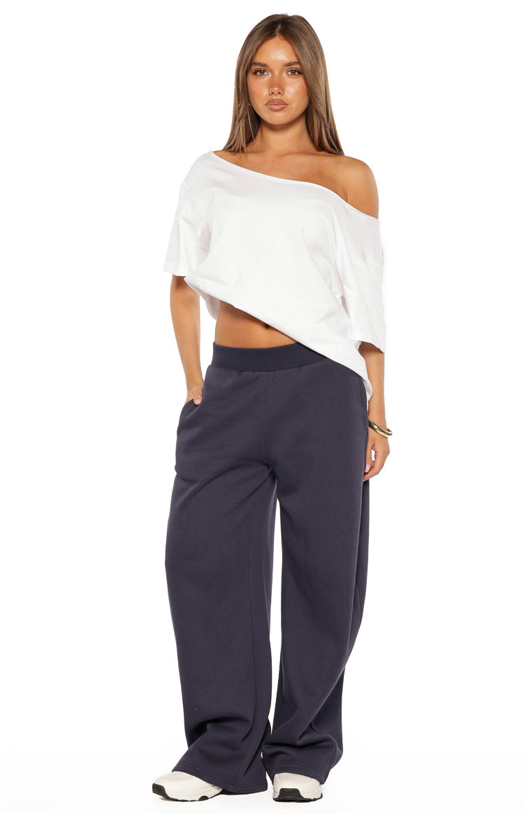 Dora Navy Barrel Leg Track Pants — 1