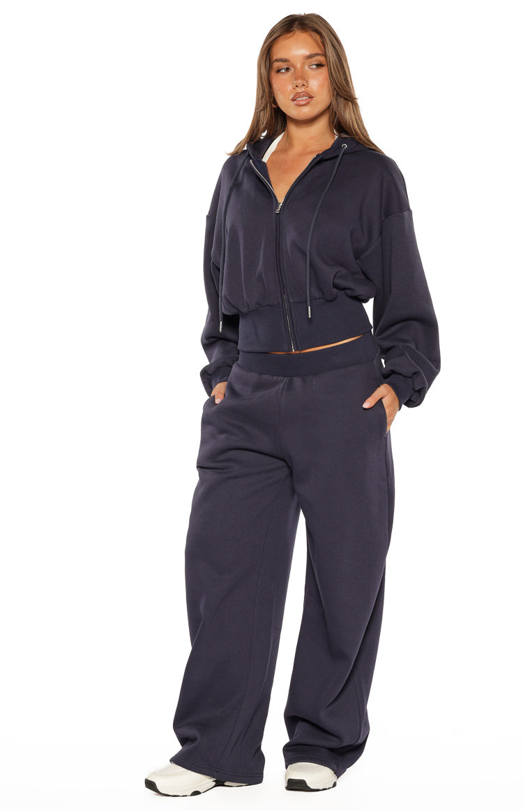 Dora Navy Barrel Leg Track Pants — 10