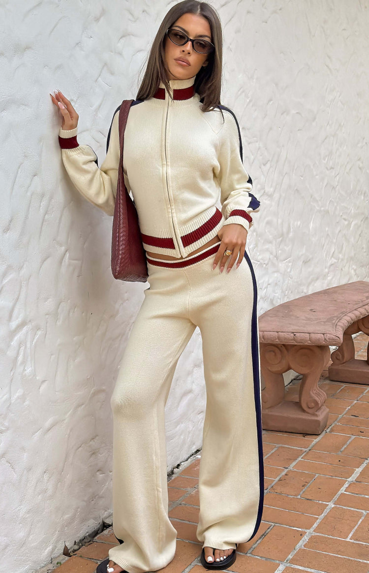 Luna Cream Knit Jacquard Track Pants — 4