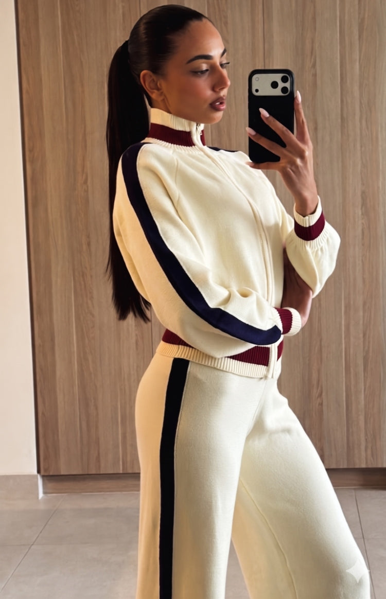 Luna Cream Knit Jacquard Track Pants — 11