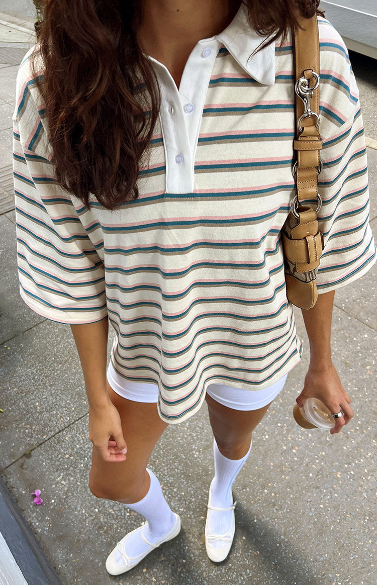 Tilda Green Stripe Polo Shirt — 5