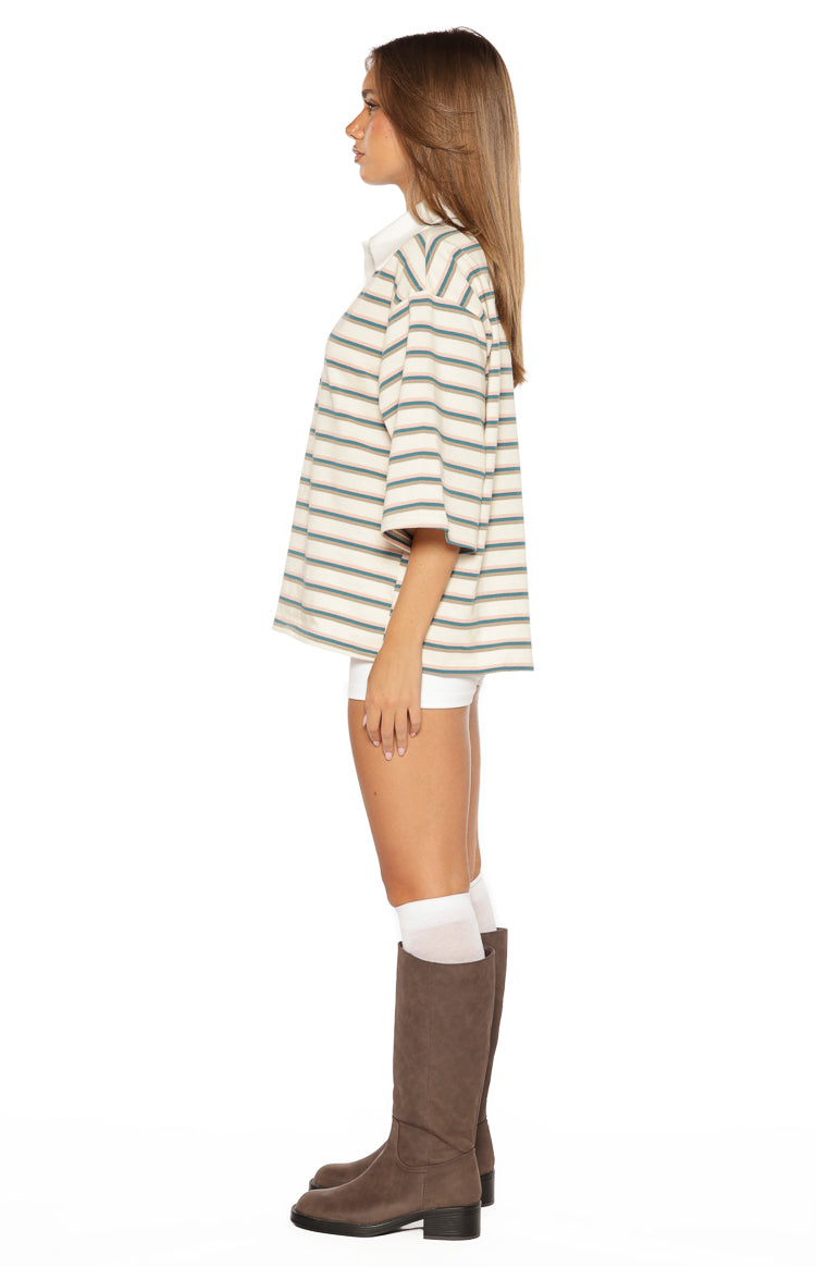 Tilda Green Stripe Polo Shirt — 7
