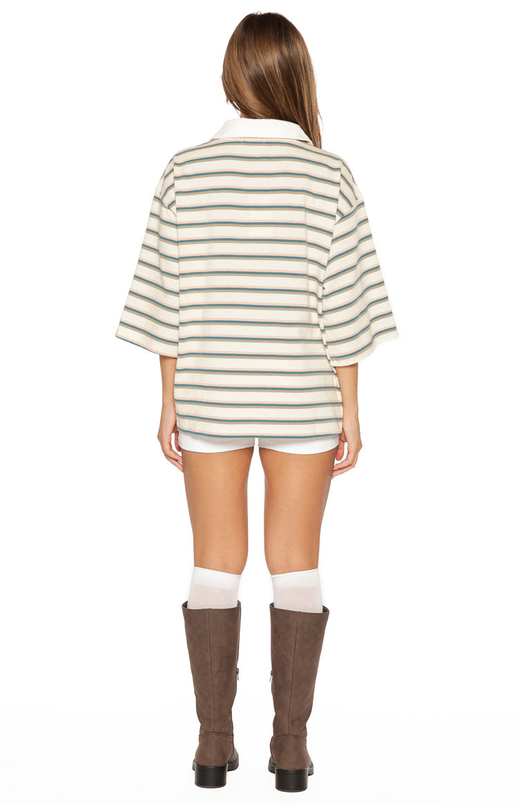 Tilda Green Stripe Polo Shirt — 8