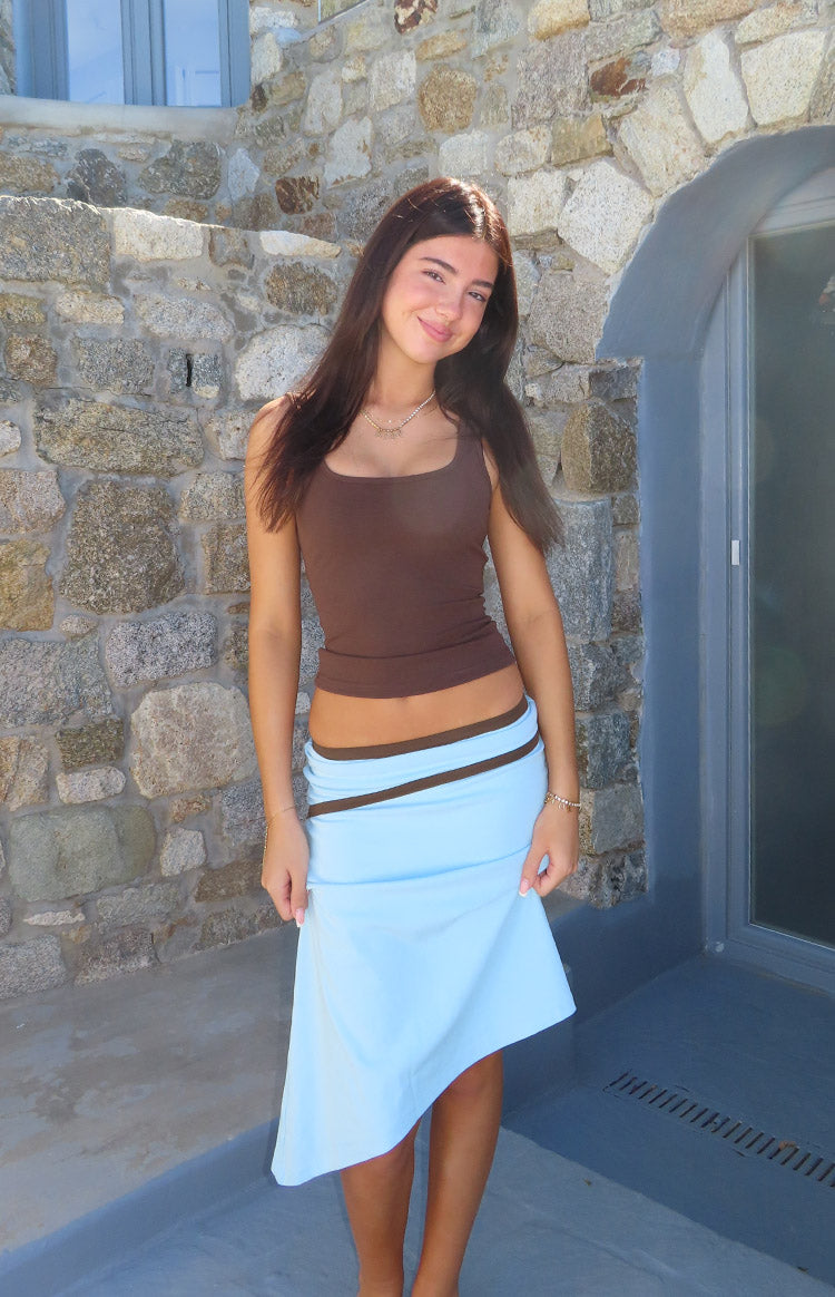 Prue Brown Scoop Neck Tank Top — 2