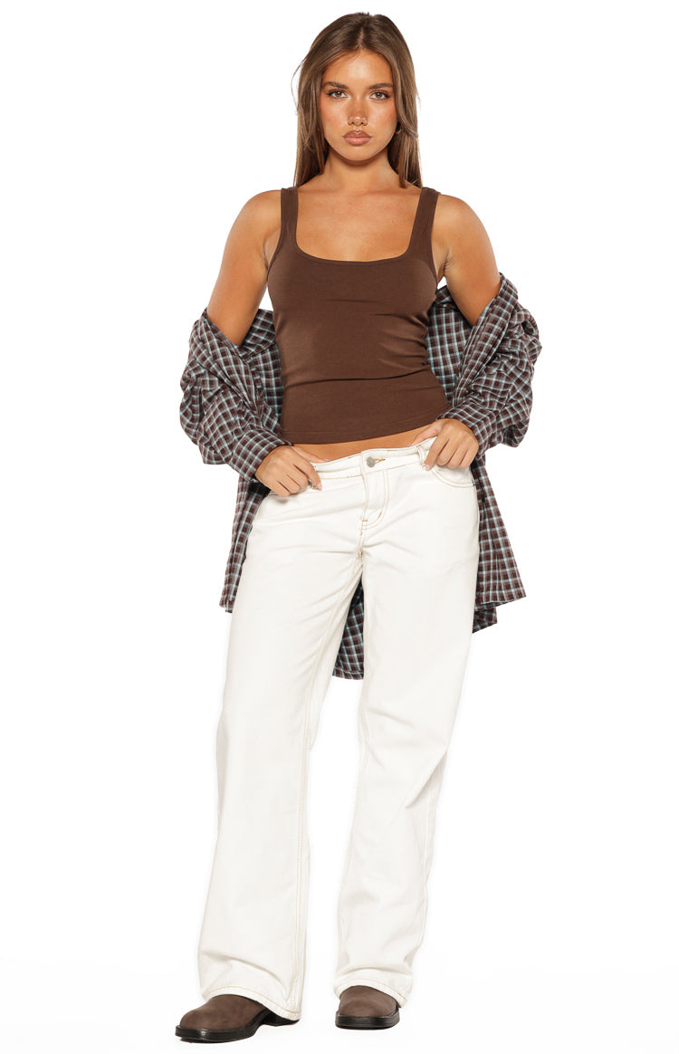 Prue Brown Scoop Neck Tank Top — 17