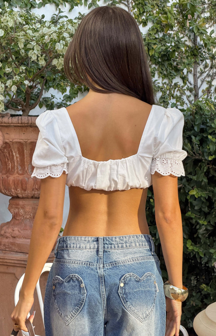 Hart White Broderie Trim Crop Top — 7