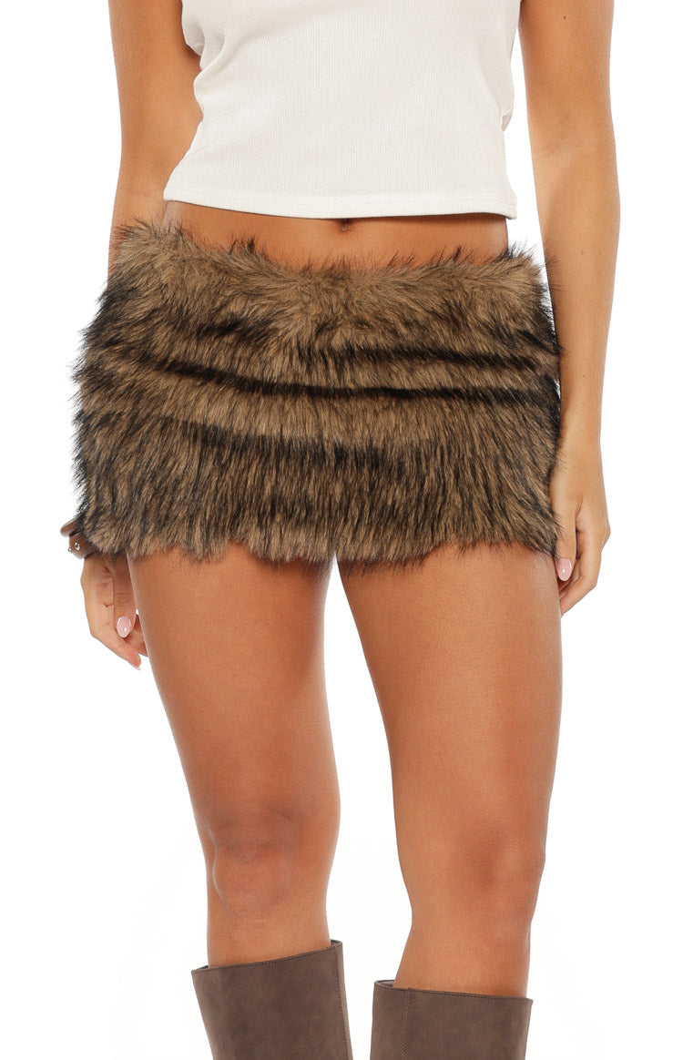 Viktor Brown Fur Mini Skirt — 4