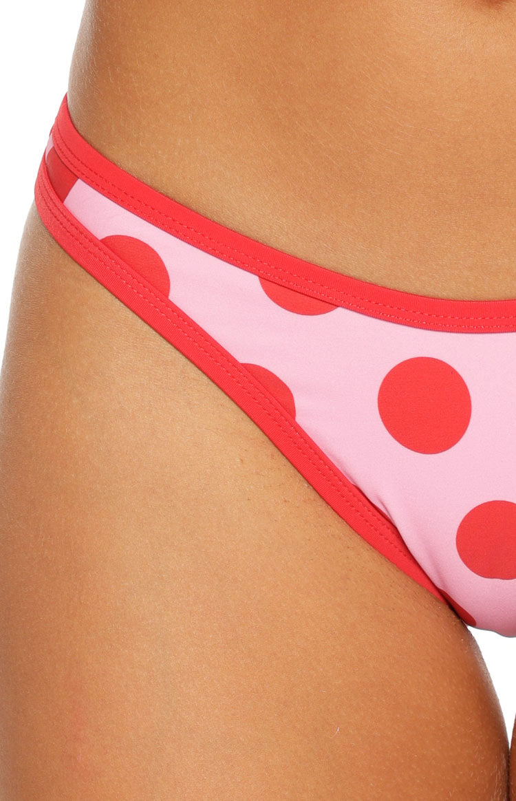Roma Pink and Red Polka Dot Contrast Bind Bikini Bottoms — 14