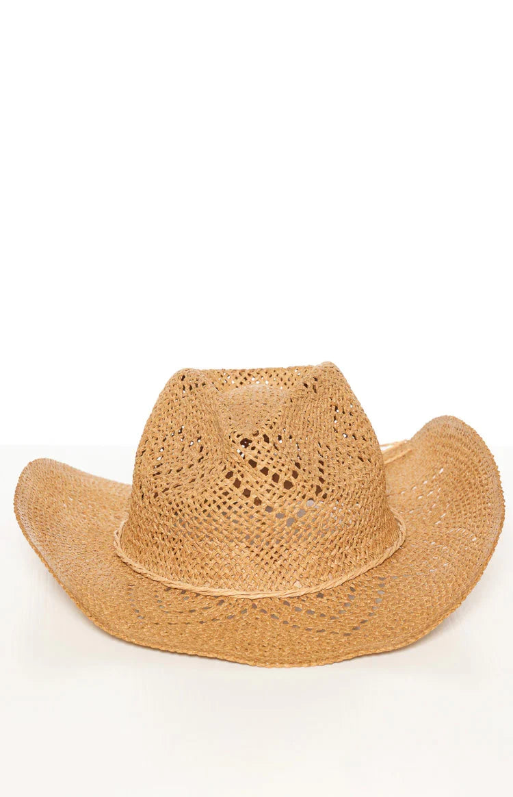 Byrne Tan Straw Western Hat — 1