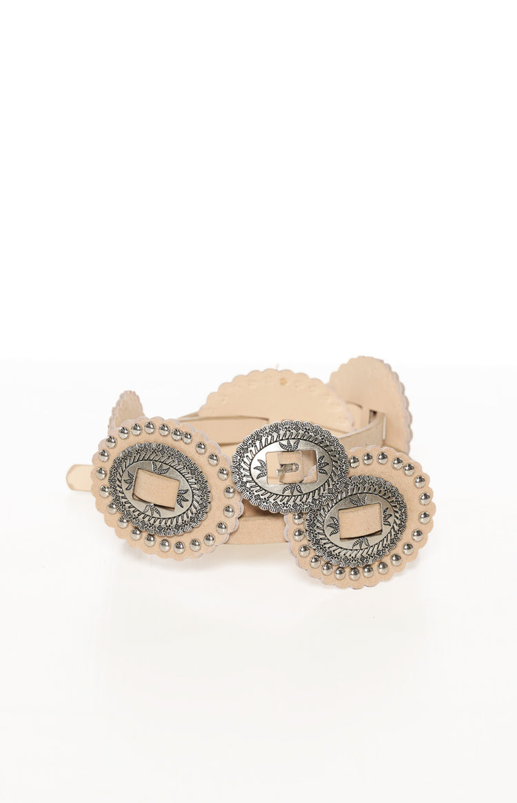 Anya Ivory PU Thin Belt With Silver Hardwear — 1