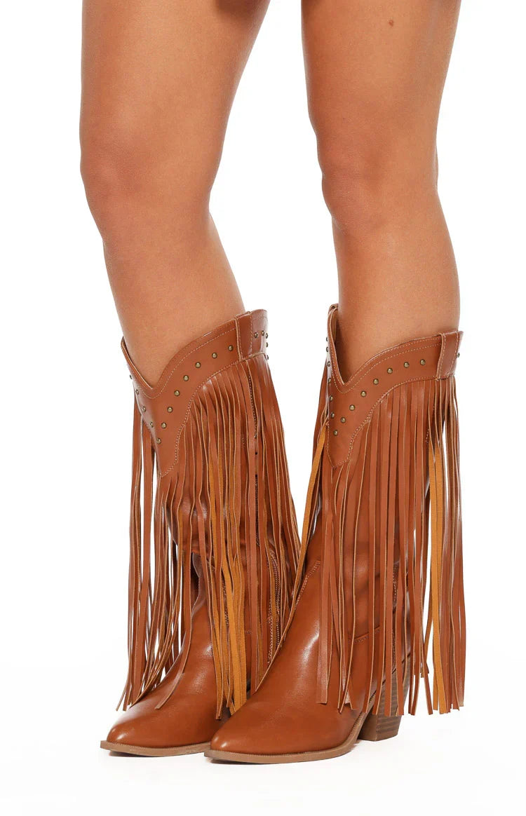 Meadow Tan Fringe Cowboy Boots — 3