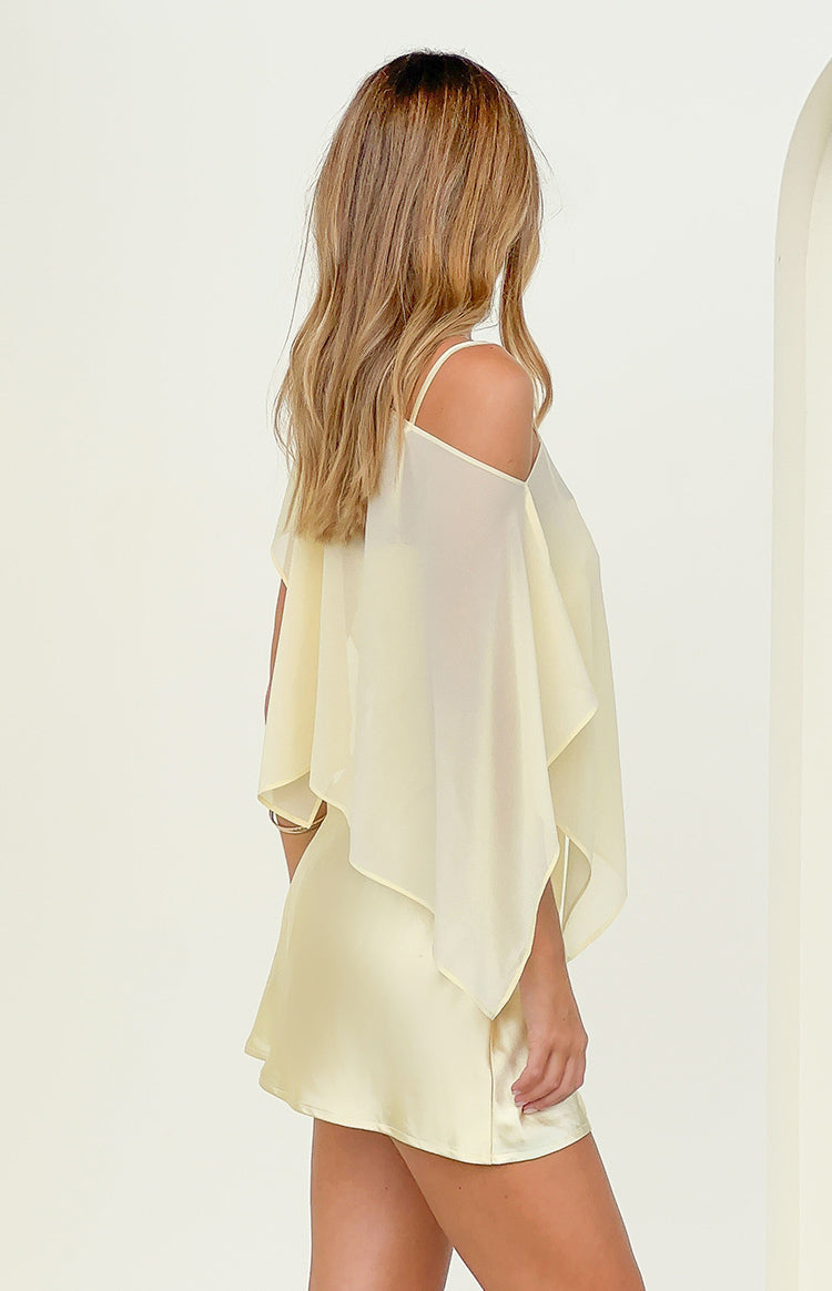 Chelsea Yellow Sheer Chiffon Cape — 3