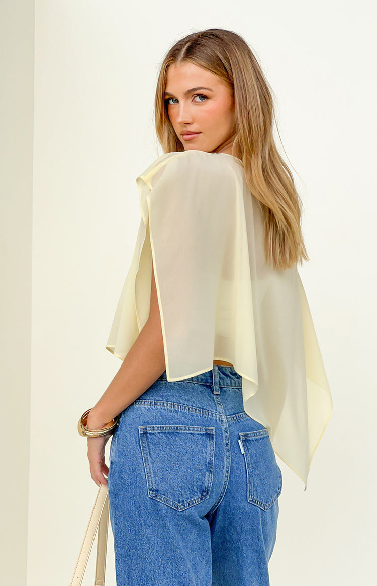 Chelsea Yellow Sheer Chiffon Cape — 5