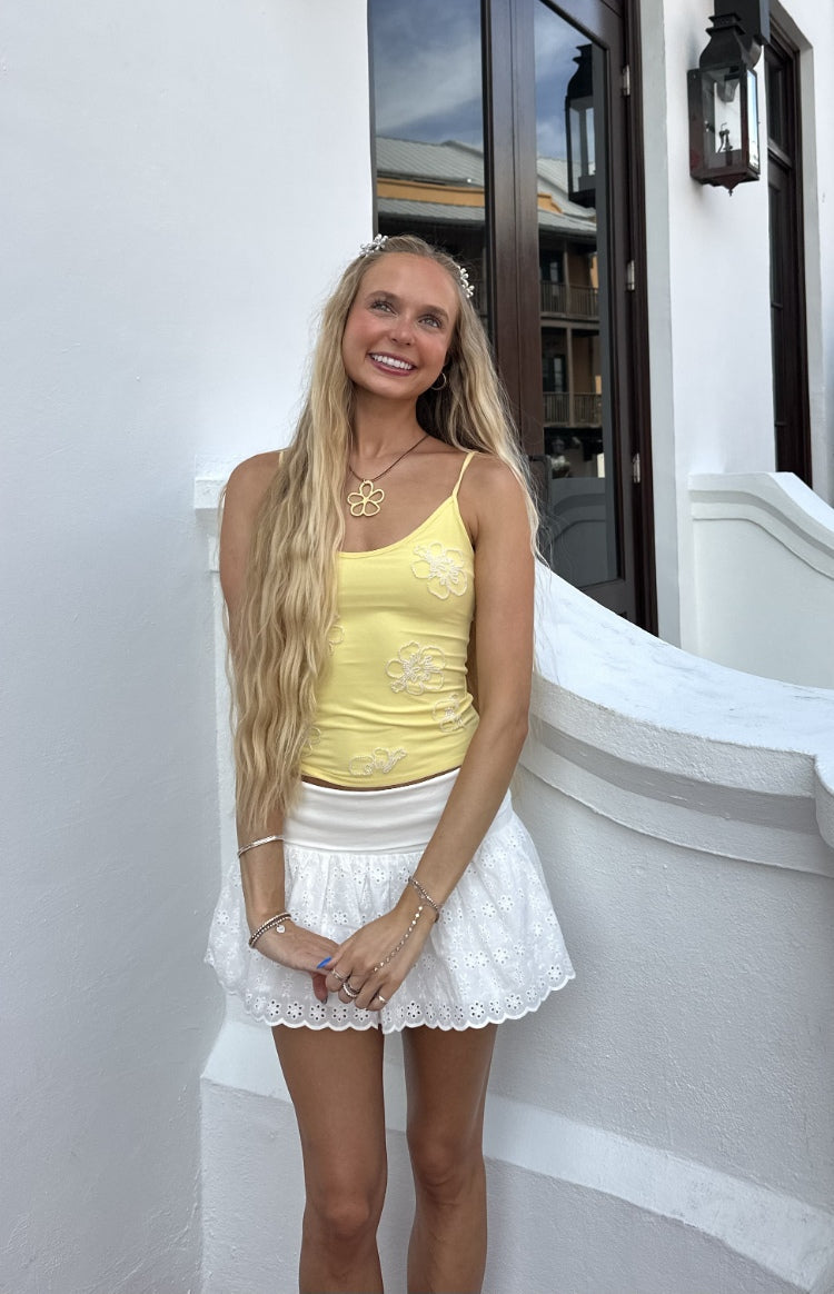 Indra White Broderie Mini Skirt — 7