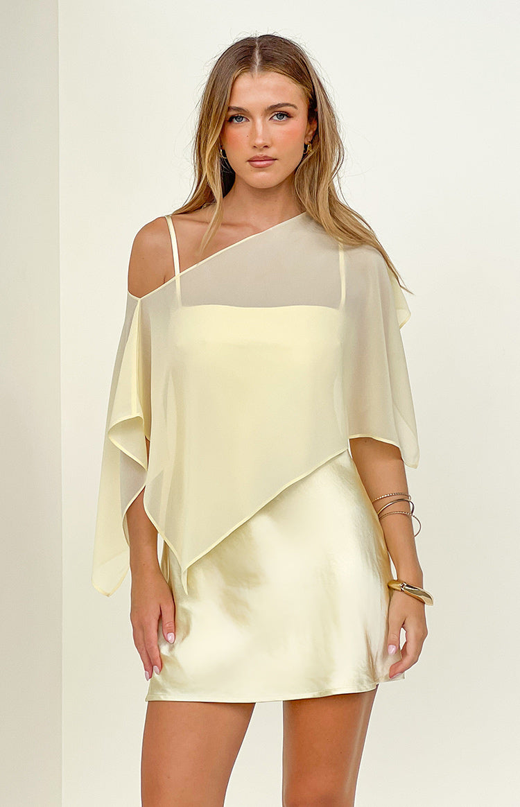 Chelsea Yellow Satin Mini Dress — 4