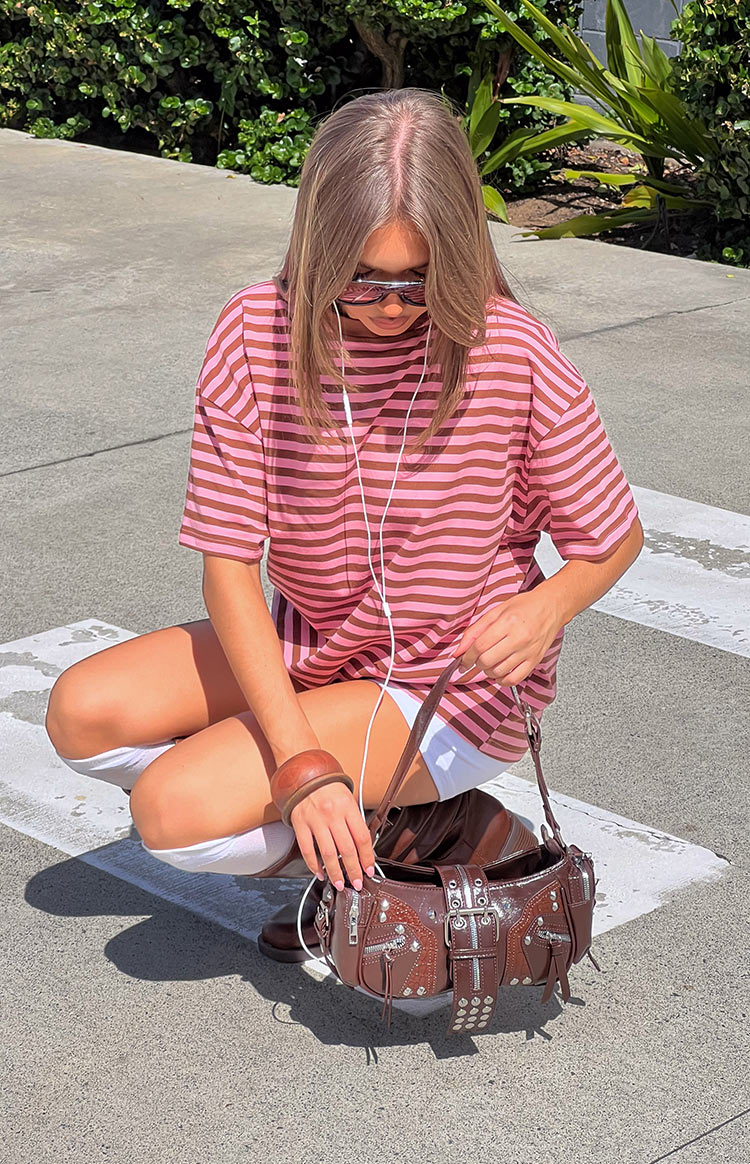 Alba Pink Stripe Oversized Tee — 4
