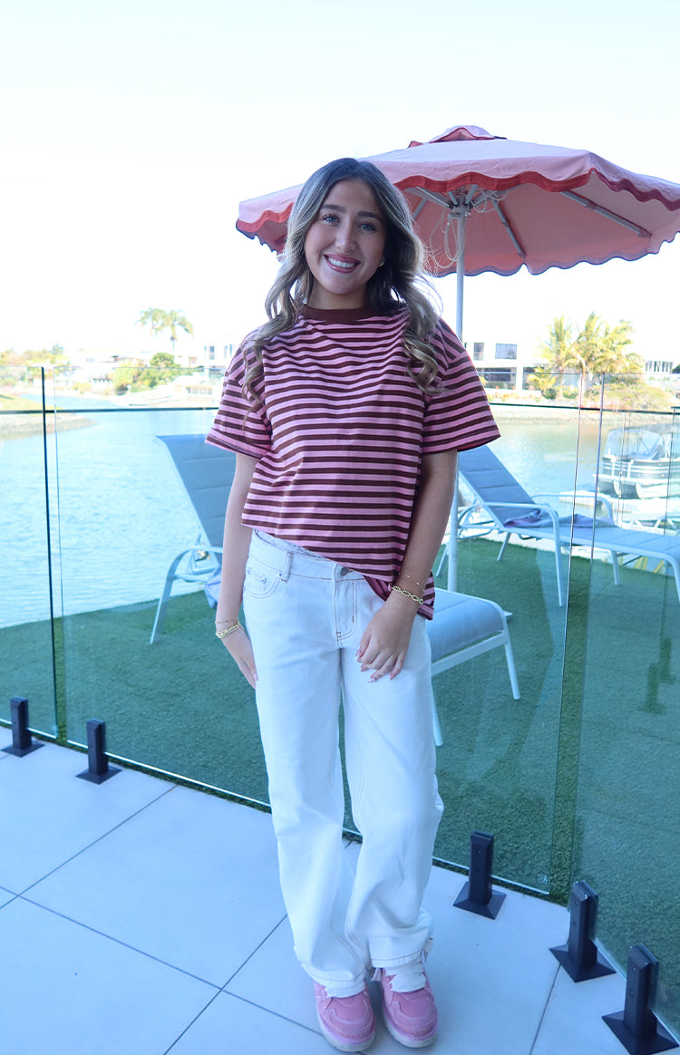 Alba Pink Stripe Oversized Tee — 1
